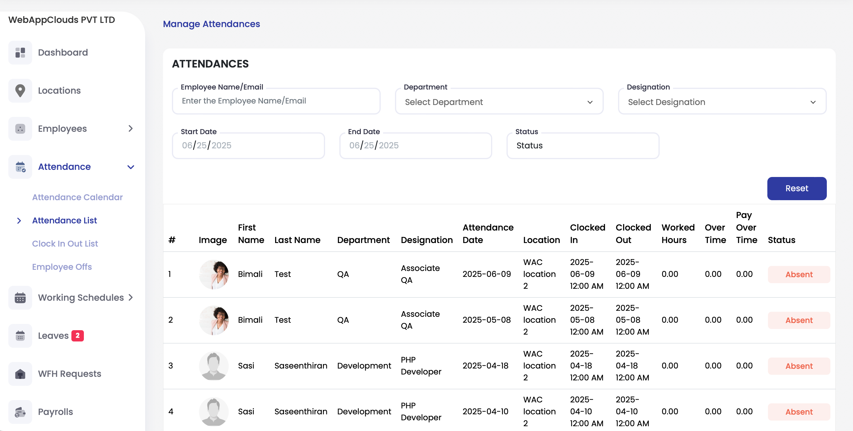 Attendance UI